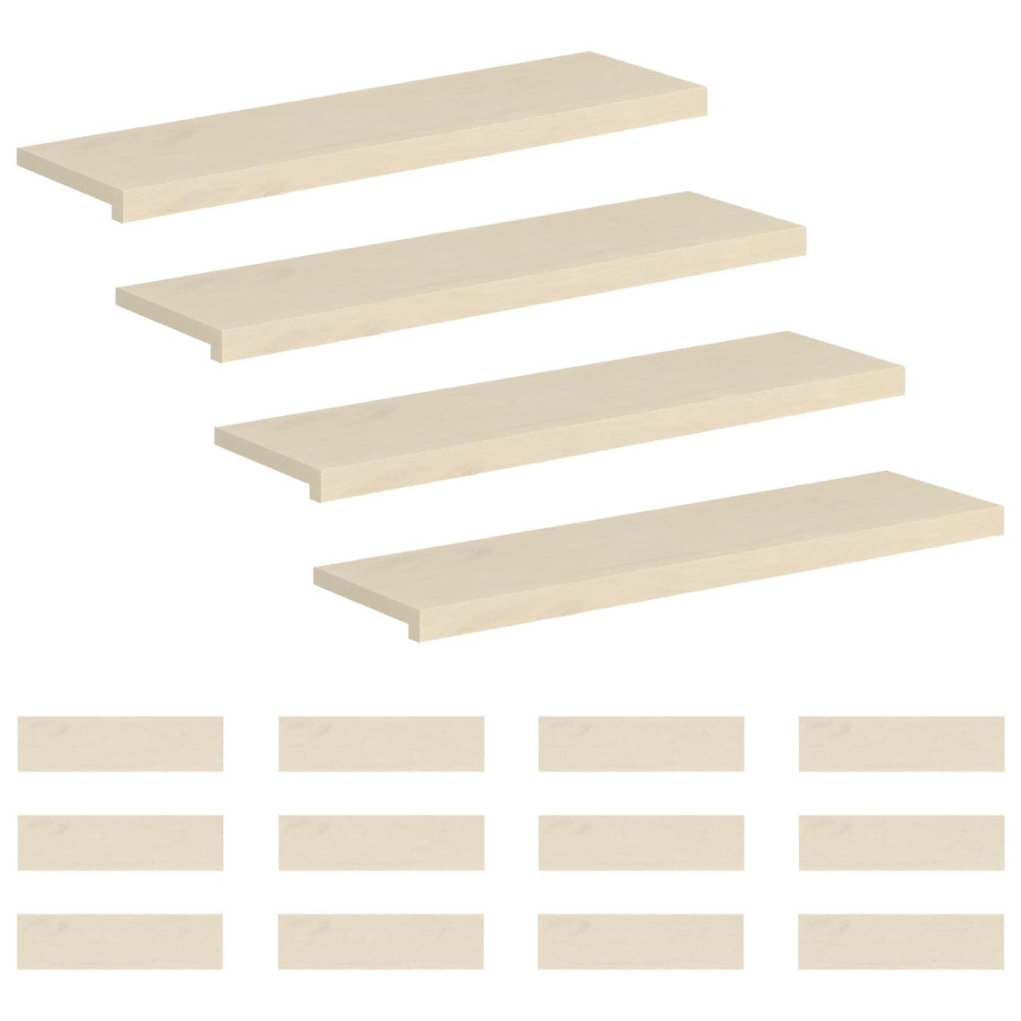 vidaXL Σκαλοπάτι 16 τεμ. 100 x 30 x 2 cm Λευκό Στερεό Ξύλο Δρυός