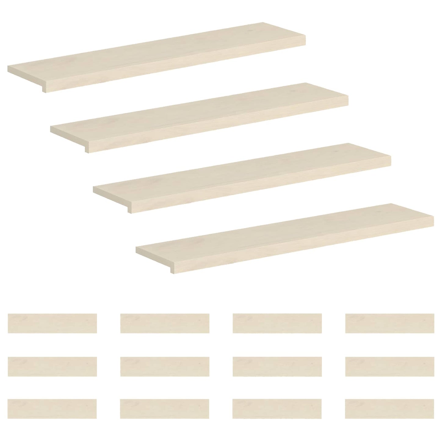 vidaXL Σκαλοπάτι 16 τεμ. 120 x 30 x 2 cm Λευκό Στερεό Ξύλο Δρυός
