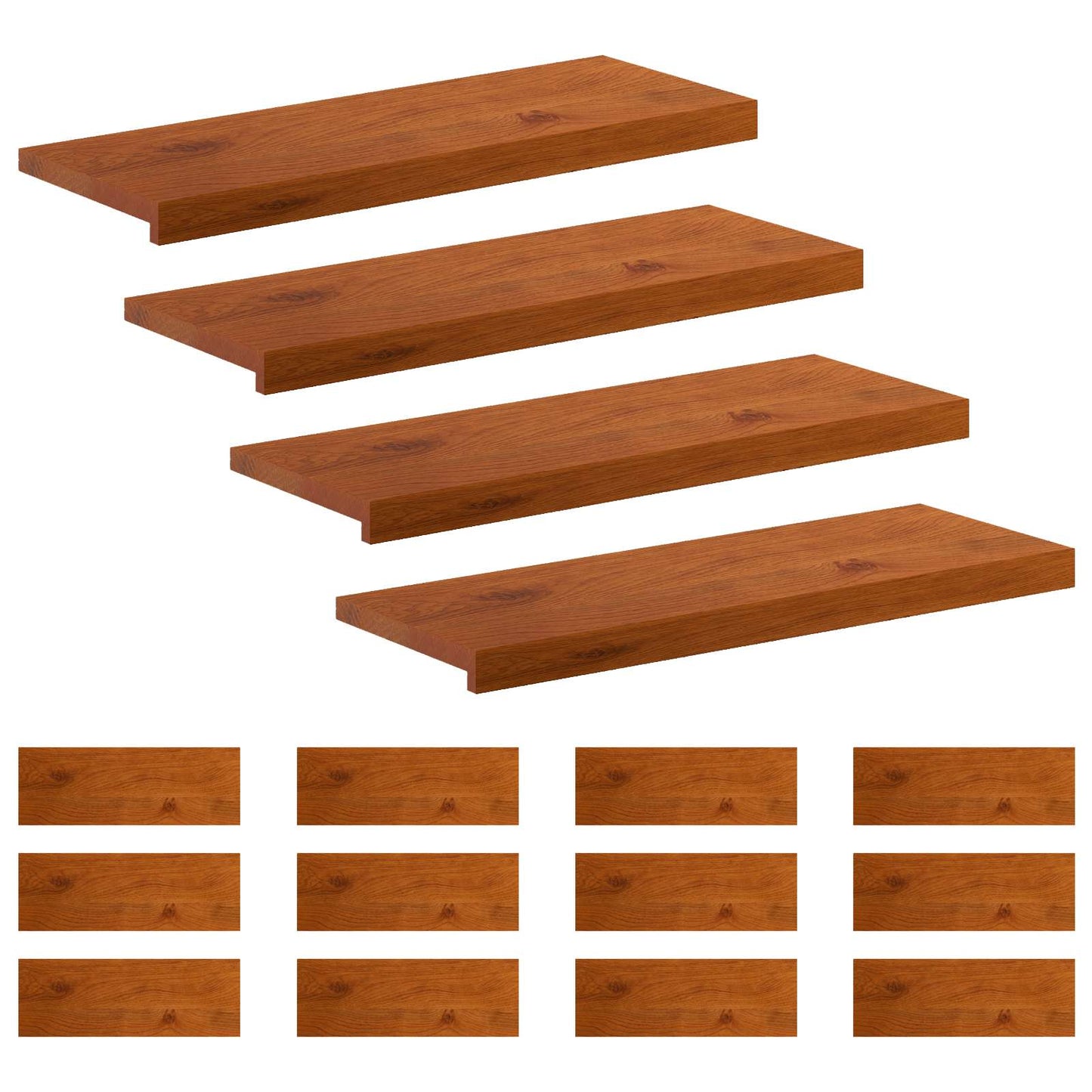 vidaXL Σκαλοπάτι 16 τεμ. 80 x 25 x 2 cm Καφέ Στερεό Ξύλο Δρυός