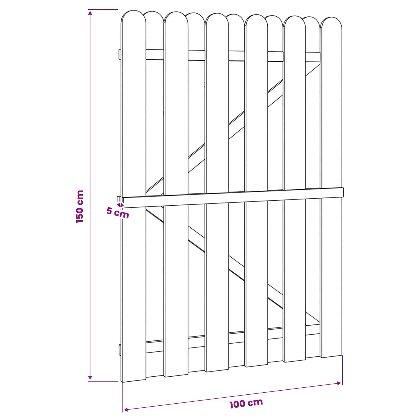 vidaXL Πύλη Κήπου 100 x 150 cm Μασίφ Ξύλο Πεύκου Πράσινο