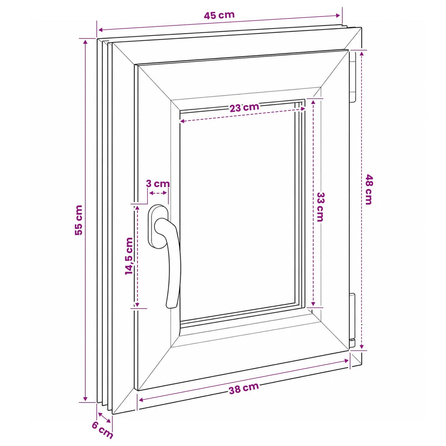vidaXL Παράθυρο Κάτω Στρώματος RISOR 50 x 55 εκ PVC και Γυαλί