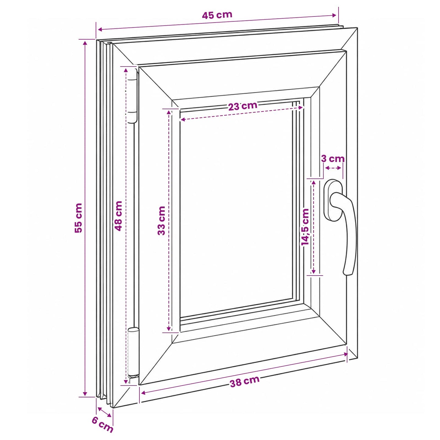 vidaXL Παράθυρο Κάτω Στρώματος RISOR 50 x 55 εκ PVC και Γυαλί