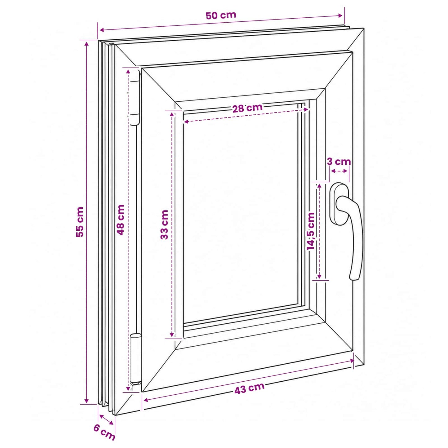 vidaXL Παράθυρο Κάτω Στρώματος RISOR 50 x 55 εκ PVC και Γυαλί