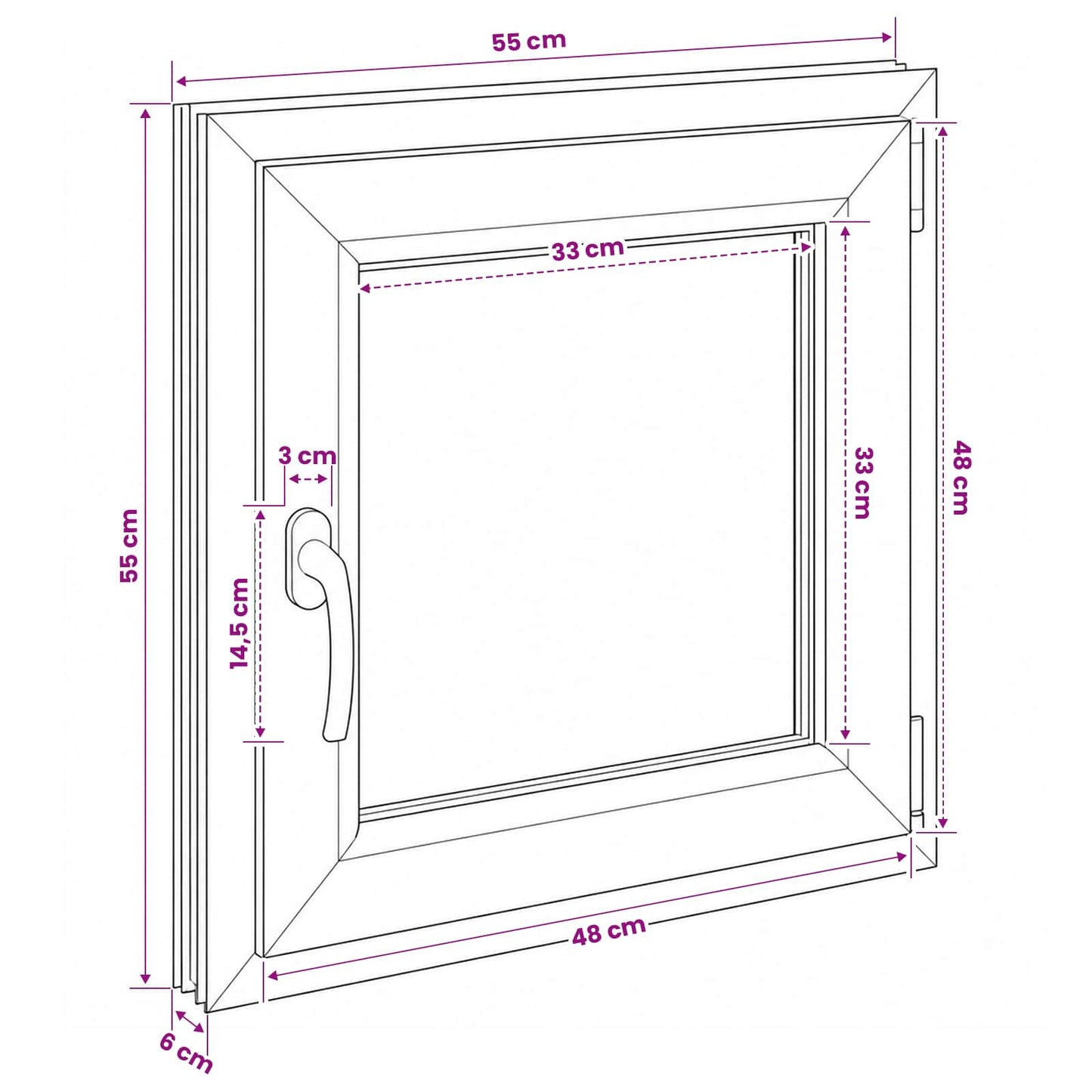 vidaXL Παράθυρο Κάτω Στρώματος RISOR 55 x 55 εκ PVC και Γυαλί