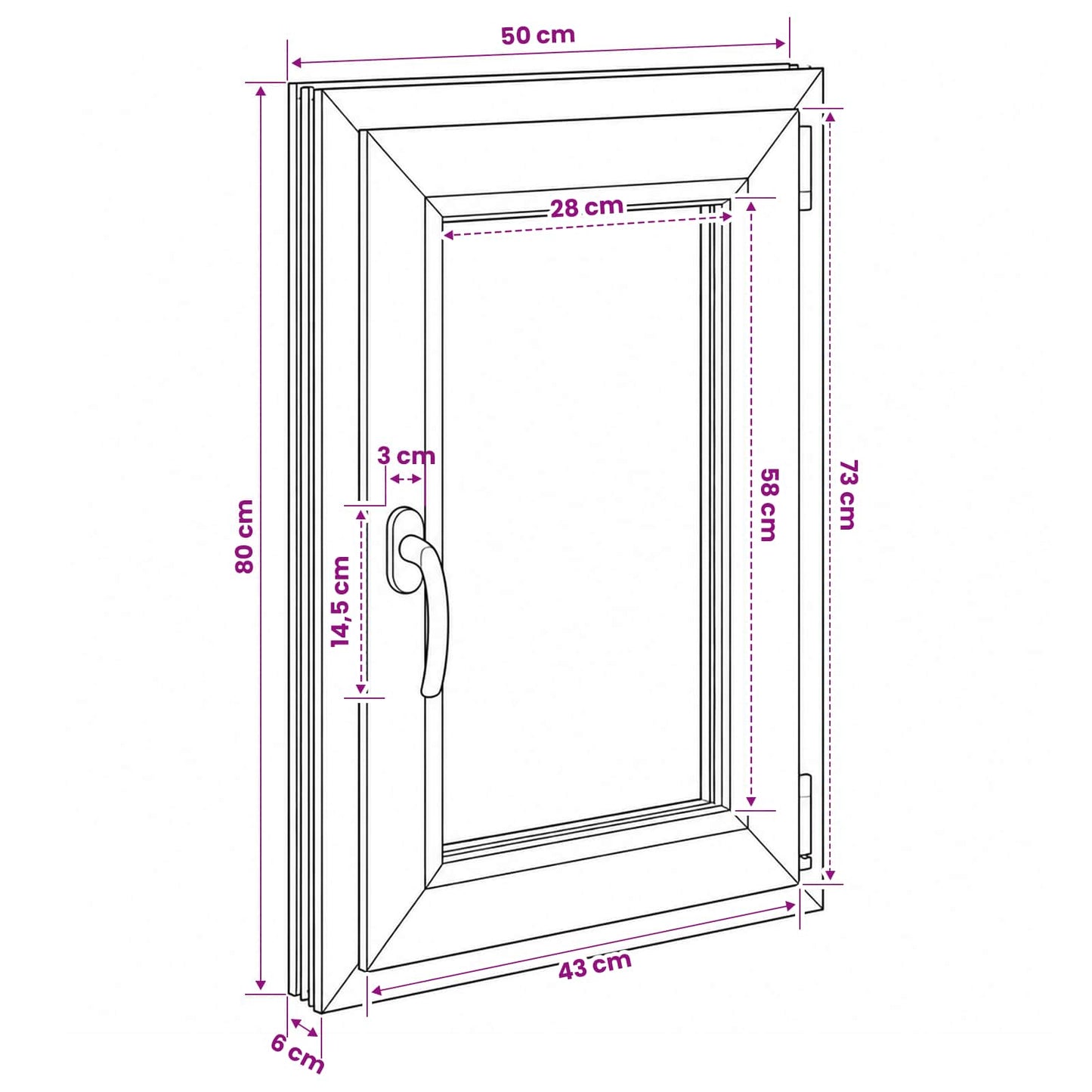vidaXL Παράθυρο Κάτω Στρώματος RISOR 50 x 80 cm PVC και Γυαλί