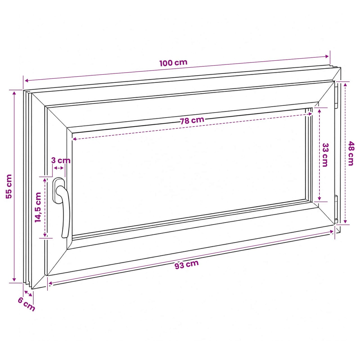 vidaXL Παράθυρο Κάτω Στρώματος RISOR 100 x 55 cm PVC και Γυαλί