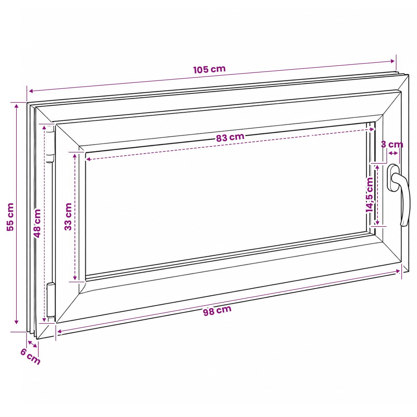 vidaXL Παράθυρο Κάτω Στρώματος RISOR 50 x 55 εκ PVC και Γυαλί