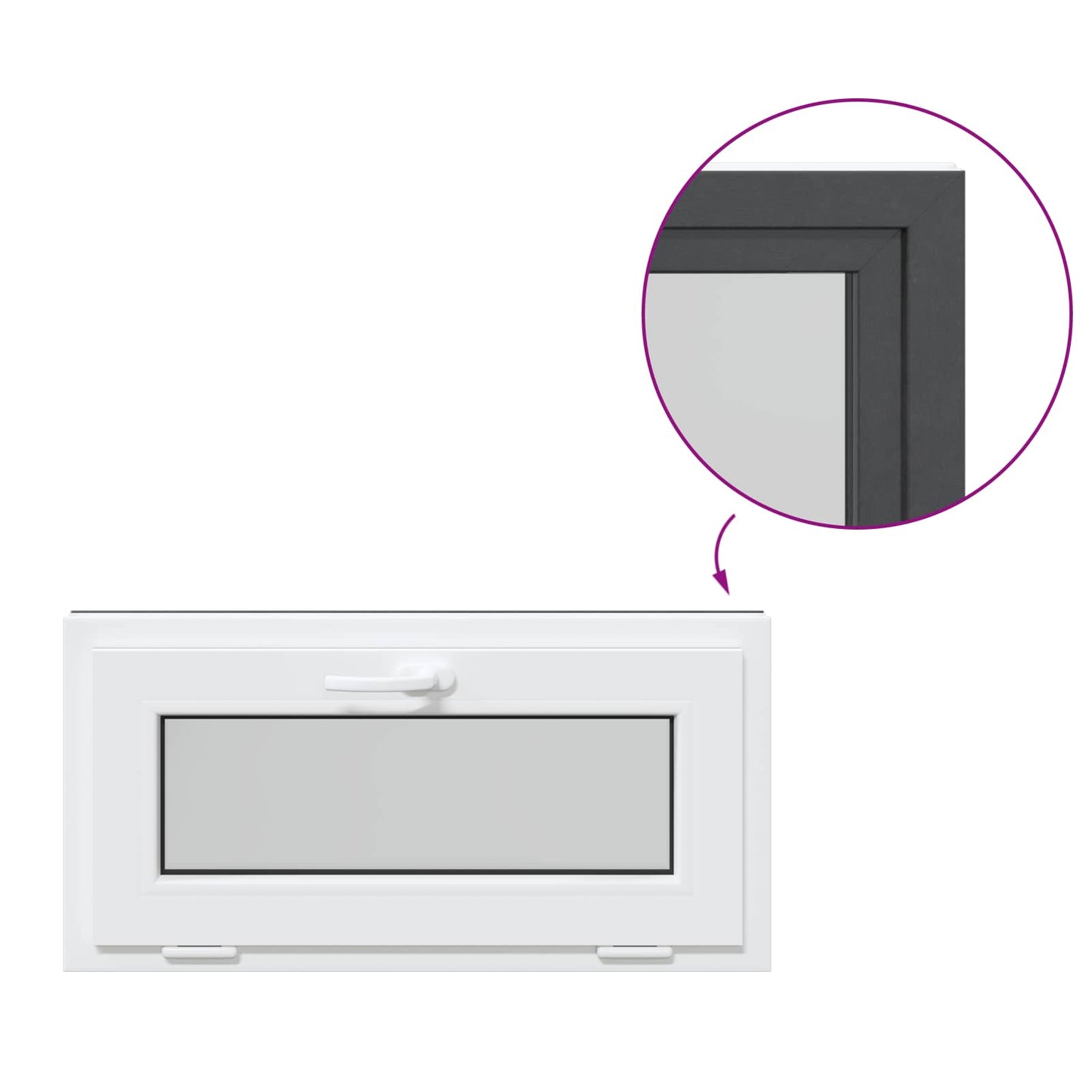 vidaXL Παράθυρο Κάτω Στρώματος RISOR 80 x 40 cm PVC και Γυαλί Ανθρακί