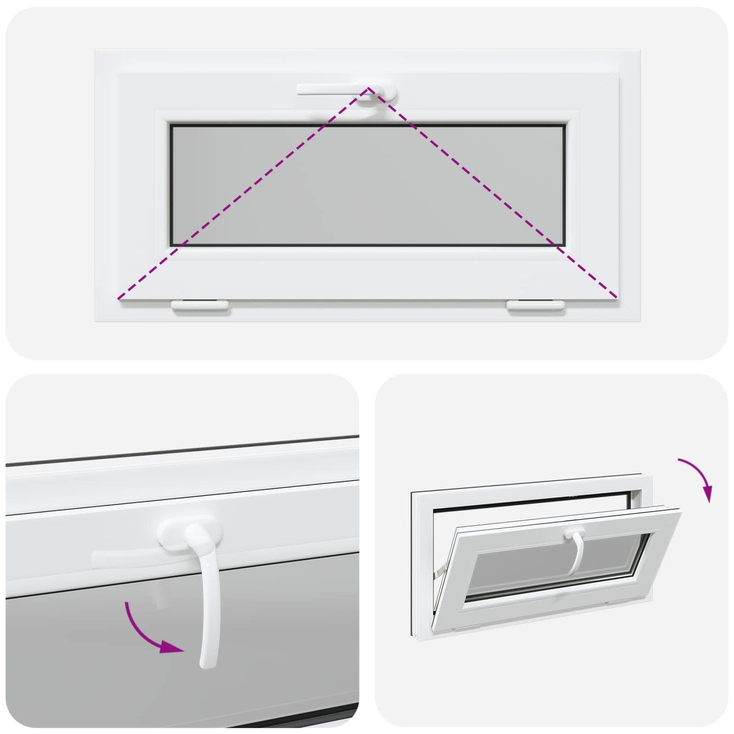vidaXL Παράθυρο Κάτω Στρώματος RISOR 80 x 40 cm PVC και Γυαλί Ανθρακί