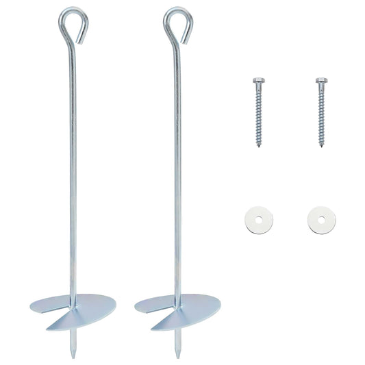 vidaXL Γείωση 2 pcs Ασημί Ø10 x 40 εκ Γαλβανισμένο Μέταλλο