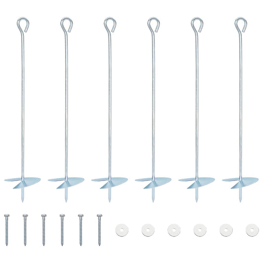 vidaXL Γείωση 6 pcs Ασημί Ø10 x 50 εκ Γαλβανισμένο Μέταλλο