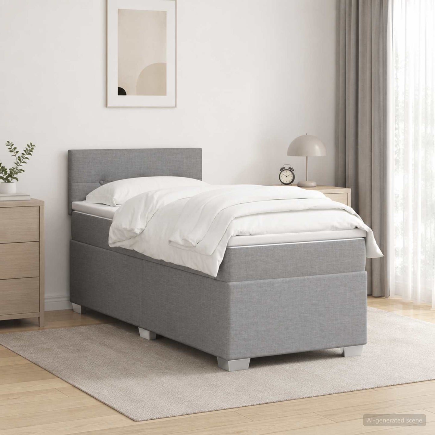vidaXL Κρεβάτι box spring με στρώμα Ανοιχτό γκρι 90 x 200 cm Ύφασμα
