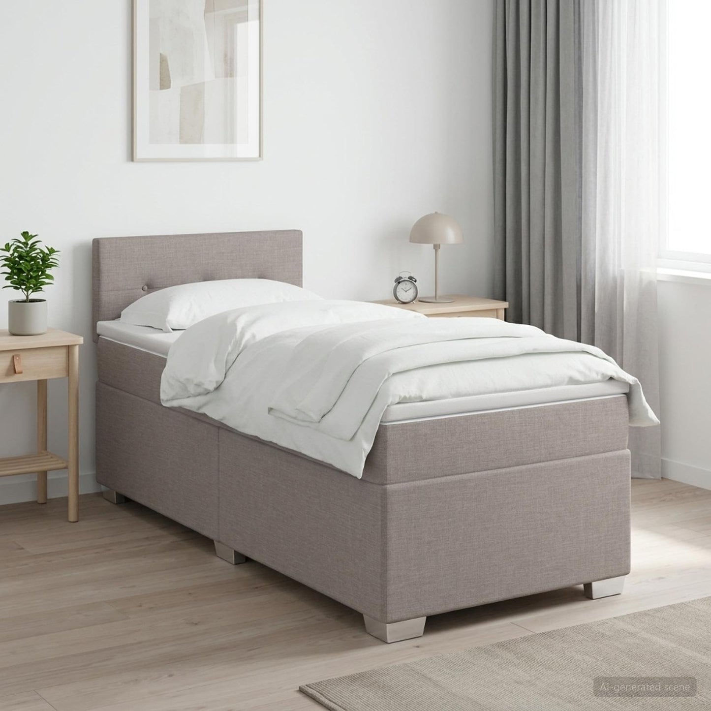 vidaXL Κρεβάτι box spring με στρώμα Taupe 80 x 200 cm Ύφασμα