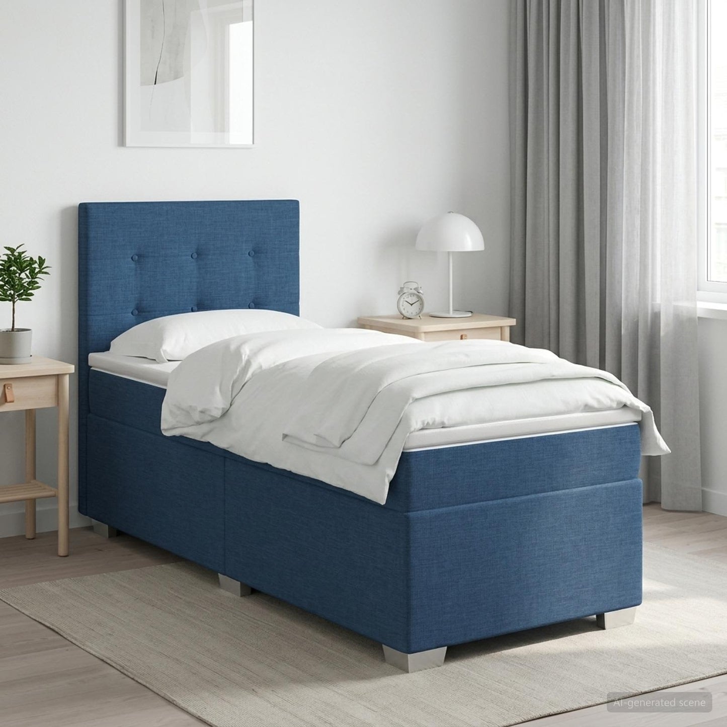 vidaXL Κρεβάτι box spring με στρώμα Μπλε 80 x 200 cm Ύφασμα