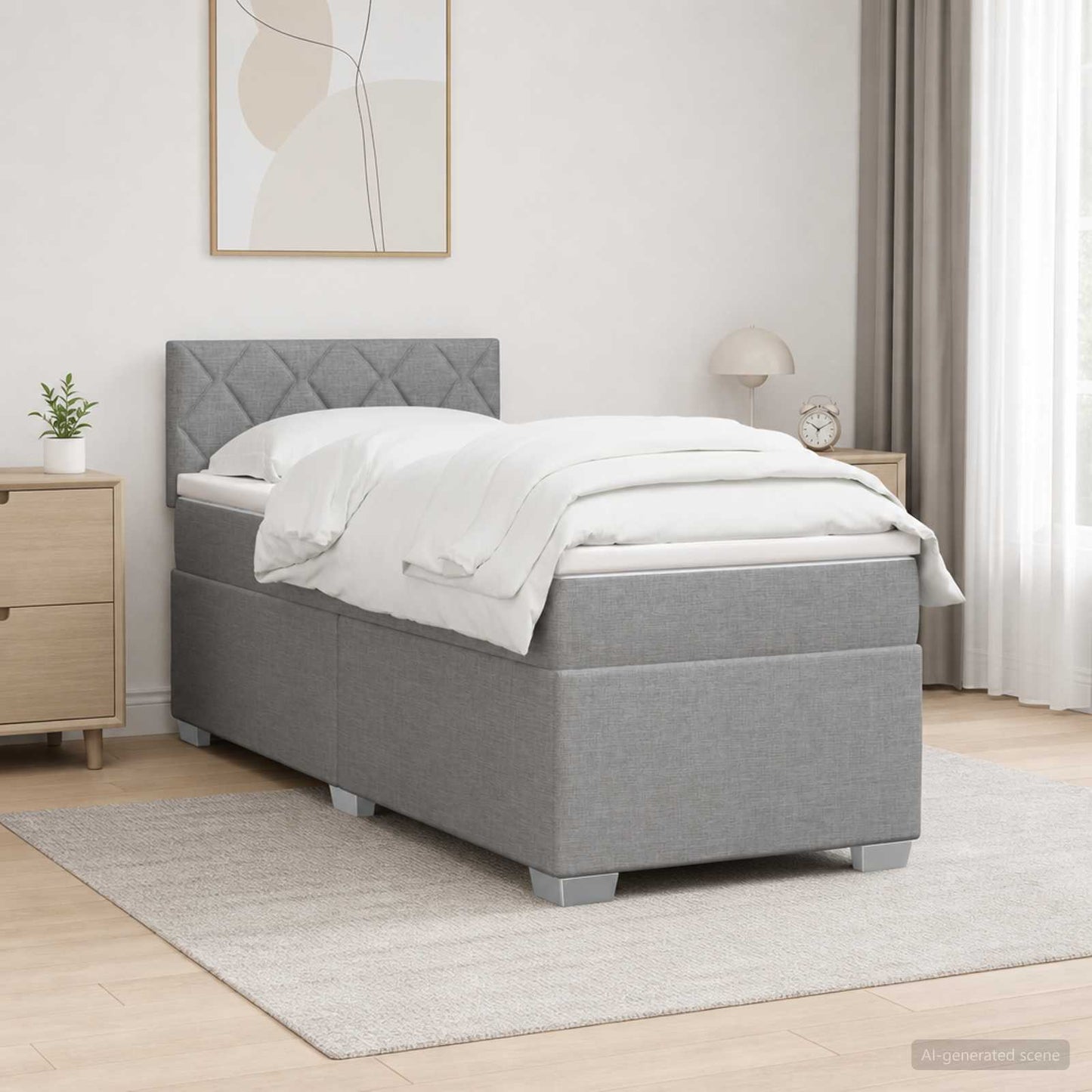 vidaXL Κρεβάτι box spring με στρώμα Ανοιχτό γκρι 90 x 200 cm Ύφασμα