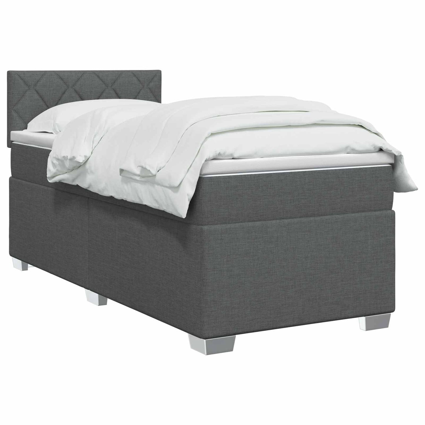 vidaXL Κρεβάτι box spring με στρώμα Σκούρο Γκρι 80 x 200 cm Ύφασμα