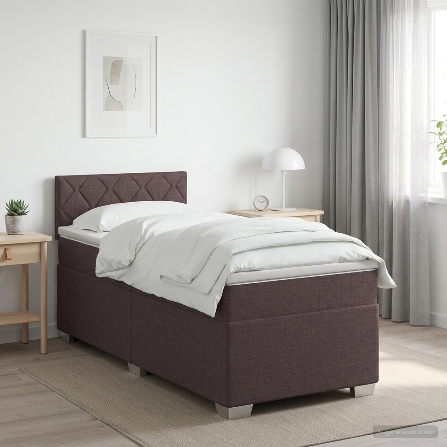 vidaXL Κρεβάτι box spring με στρώμα Σκούρο Καφέ 80 x 200 cm Ύφασμα