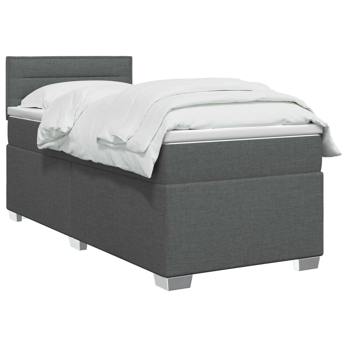 vidaXL Κρεβάτι box spring με στρώμα Σκούρο Γκρι 90 x 190 cm Ύφασμα