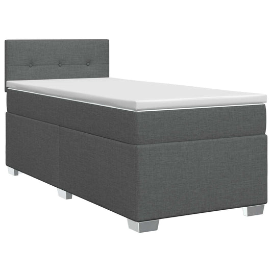 vidaXL Κρεβάτι box spring με στρώμα Σκούρο Γκρι 90 x 190 cm Ύφασμα