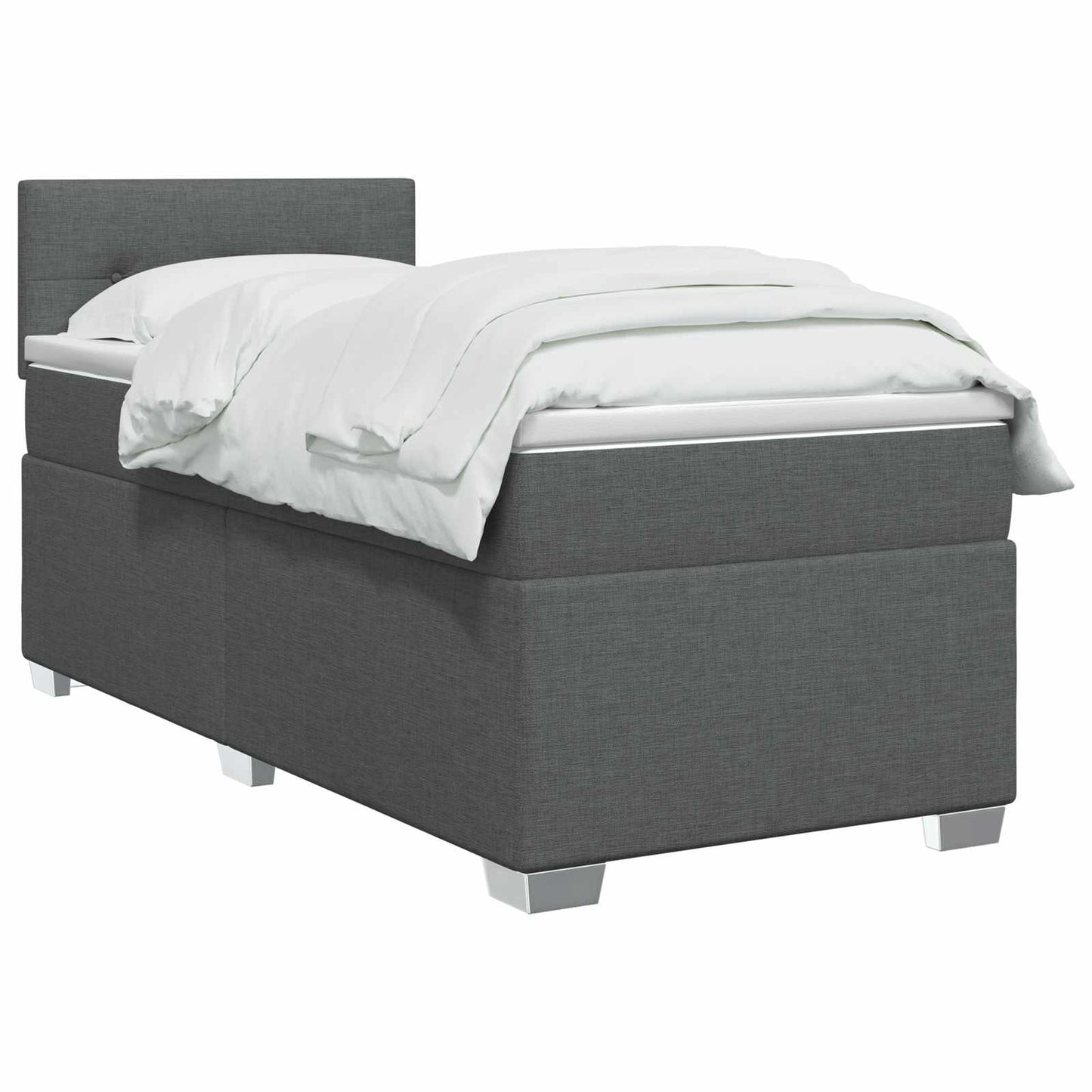 vidaXL Κρεβάτι box spring με στρώμα Σκούρο Γκρι 90 x 190 cm Ύφασμα