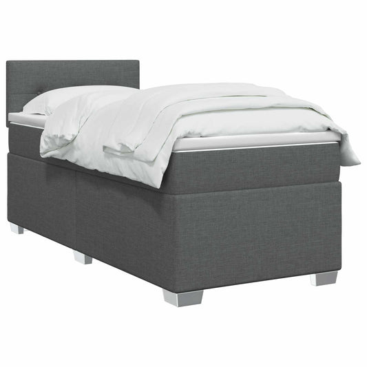 vidaXL Κρεβάτι box spring με στρώμα Σκούρο Γκρι 90 x 190 cm Ύφασμα