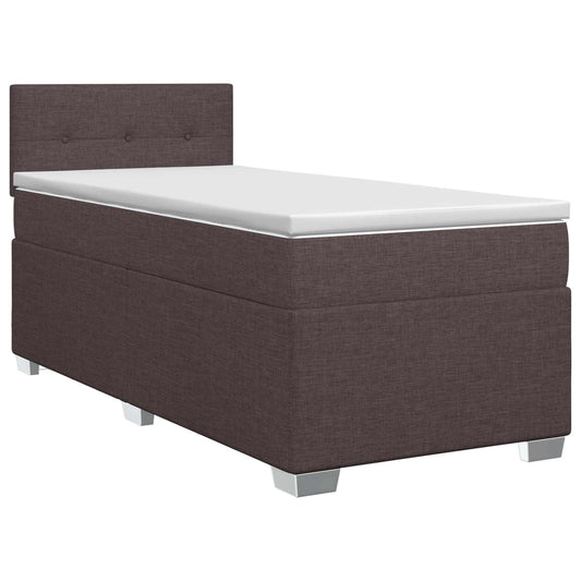 vidaXL Κρεβάτι box spring με στρώμα Σκούρο Καφέ 90 x 190 cm Ύφασμα
