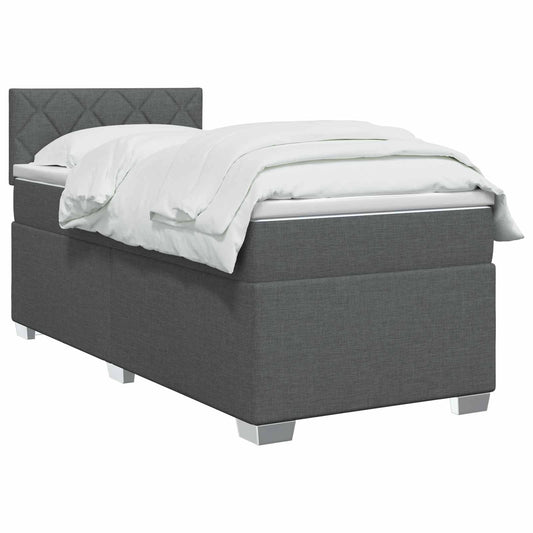 vidaXL Κρεβάτι box spring με στρώμα Σκούρο Γκρι 90 x 190 cm Ύφασμα