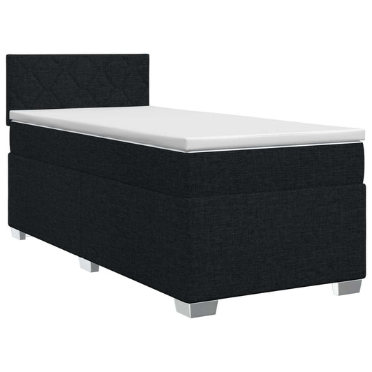 vidaXL Κρεβάτι box spring με στρώμα Μαύρο 90 x 190 cm Ύφασμα