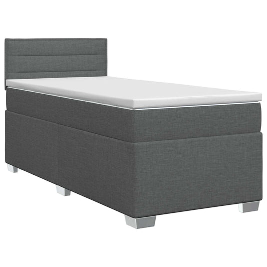 vidaXL Κρεβάτι box spring με στρώμα Σκούρο Γκρι 90 x 200 cm Ύφασμα