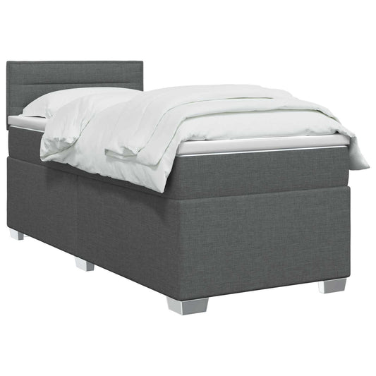 vidaXL Κρεβάτι box spring με στρώμα Σκούρο Γκρι 90 x 200 cm Ύφασμα