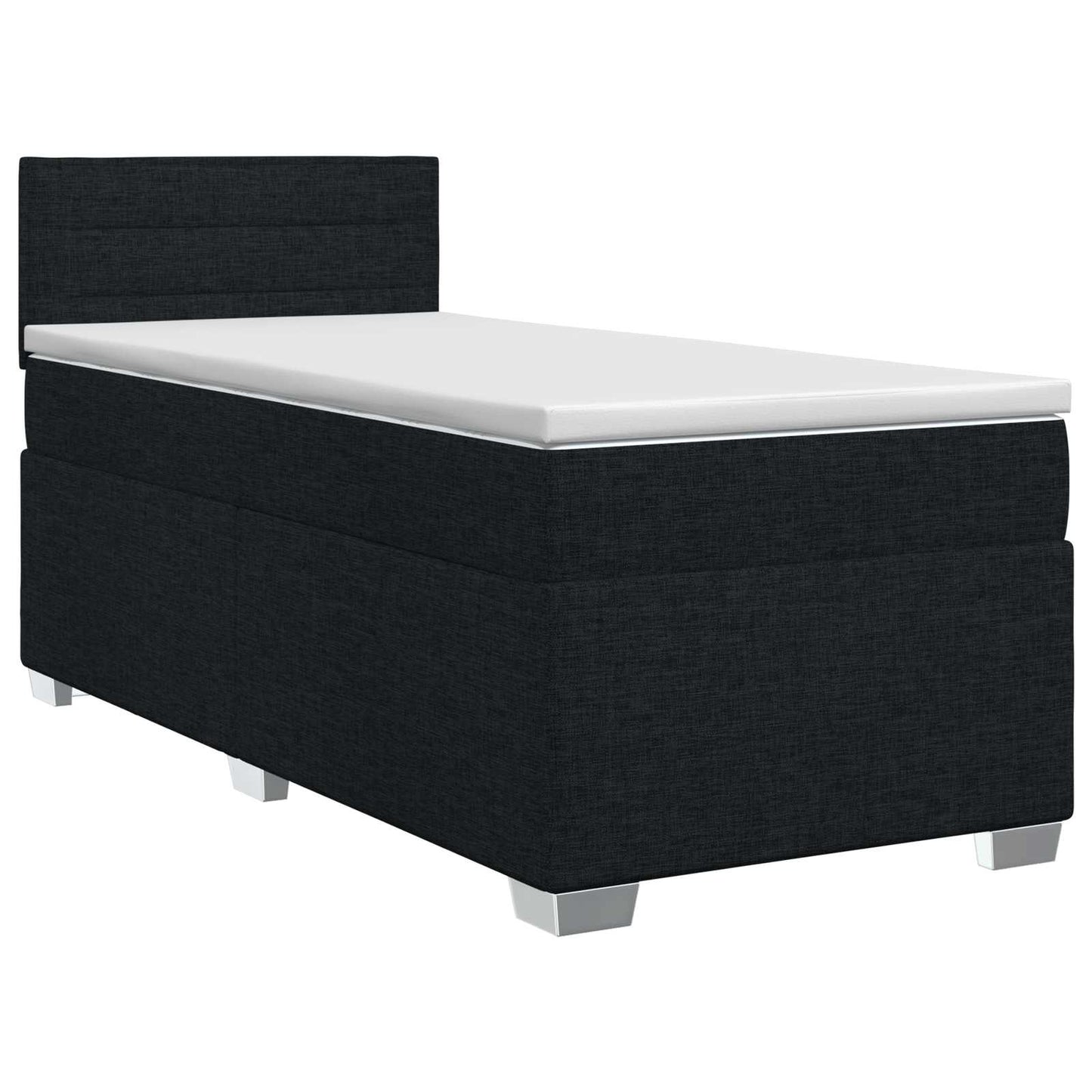 vidaXL Κρεβάτι box spring με στρώμα Μαύρο 90 x 200 cm Ύφασμα