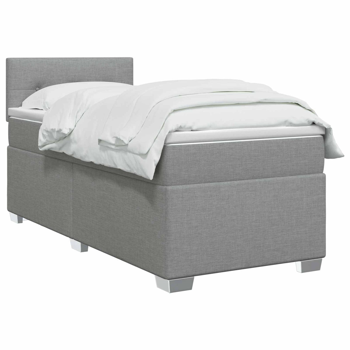 vidaXL Κρεβάτι box spring με στρώμα Ανοιχτό γκρι 90 x 200 cm Ύφασμα