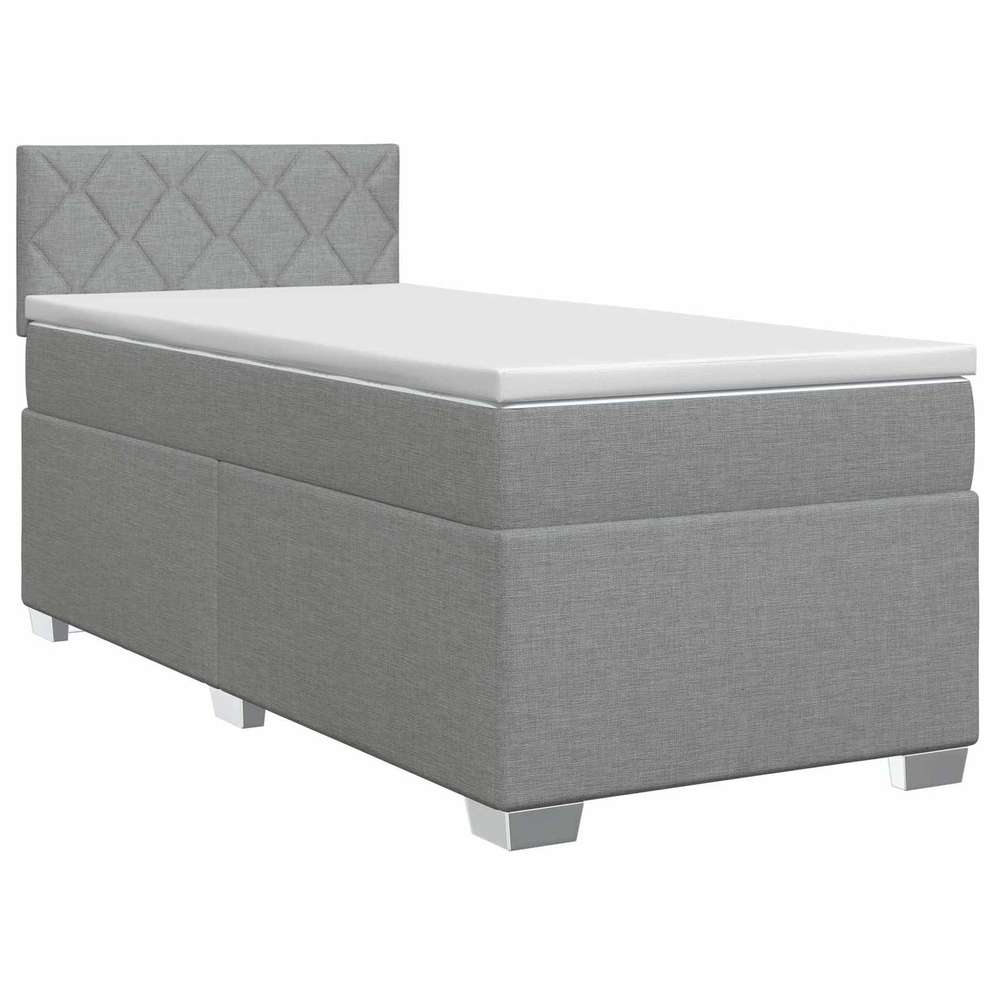 vidaXL Κρεβάτι box spring με στρώμα Ανοιχτό γκρι 90 x 200 cm Ύφασμα