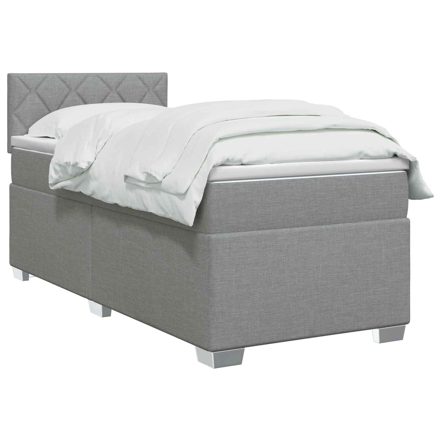 vidaXL Κρεβάτι box spring με στρώμα Ανοιχτό γκρι 90 x 200 cm Ύφασμα