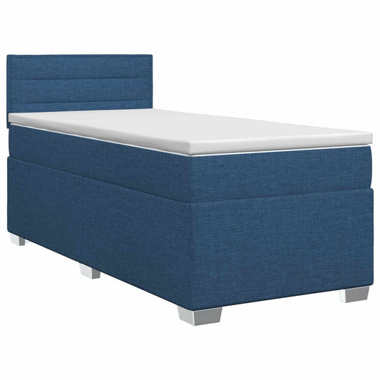 vidaXL Κρεβάτι box spring με στρώμα Μπλε 100 x 200 cm Ύφασμα