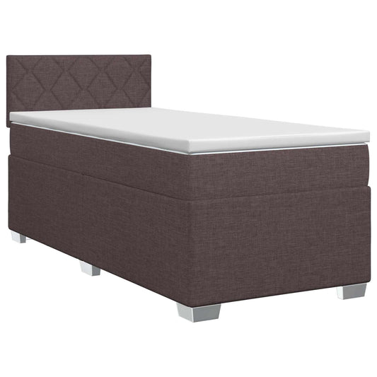 vidaXL Κρεβάτι box spring με στρώμα Σκούρο Καφέ 100 x 200 cm Ύφασμα
