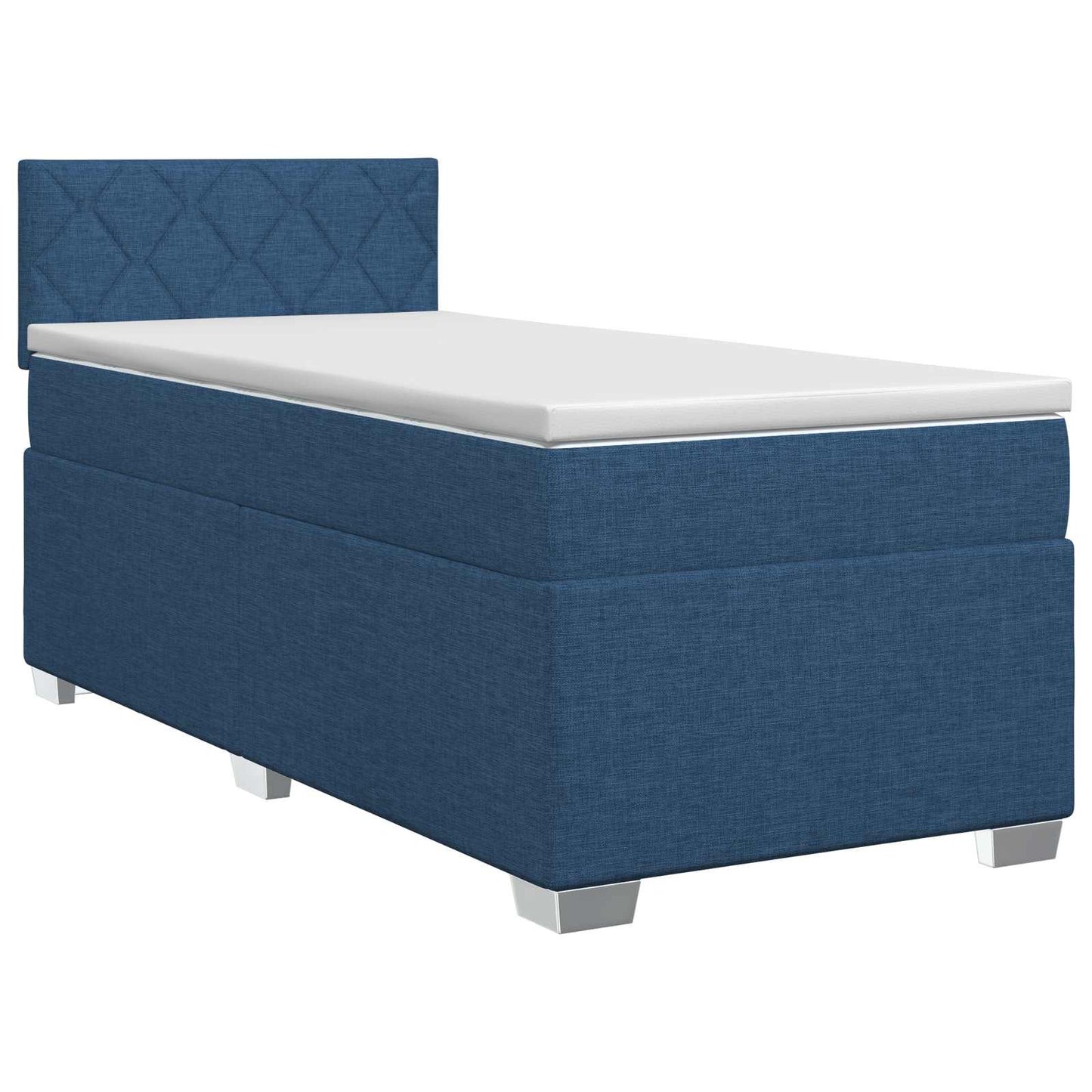 vidaXL Κρεβάτι box spring με στρώμα Μπλε 100 x 200 cm Ύφασμα