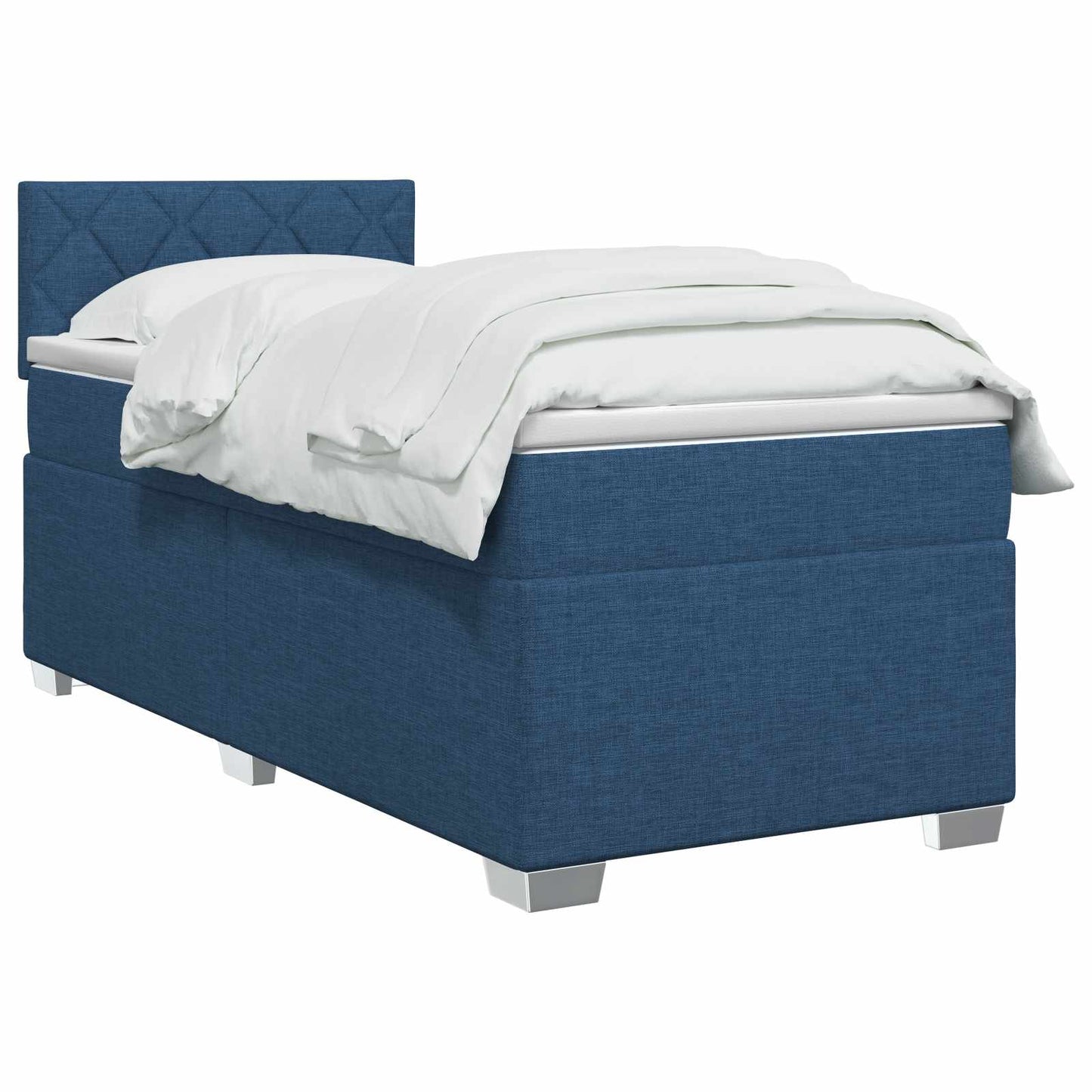 vidaXL Κρεβάτι box spring με στρώμα Μπλε 100 x 200 cm Ύφασμα