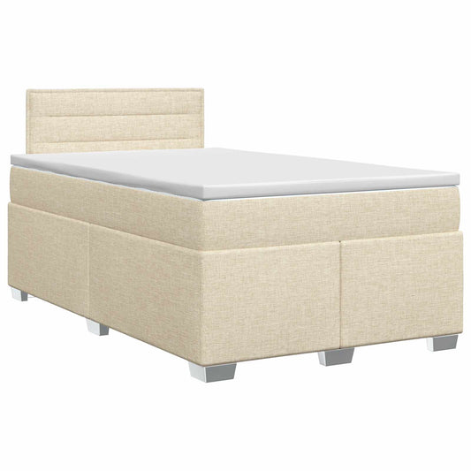 vidaXL Κρεβάτι box spring με στρώμα Κρεμ 120 x 190 cm Ύφασμα