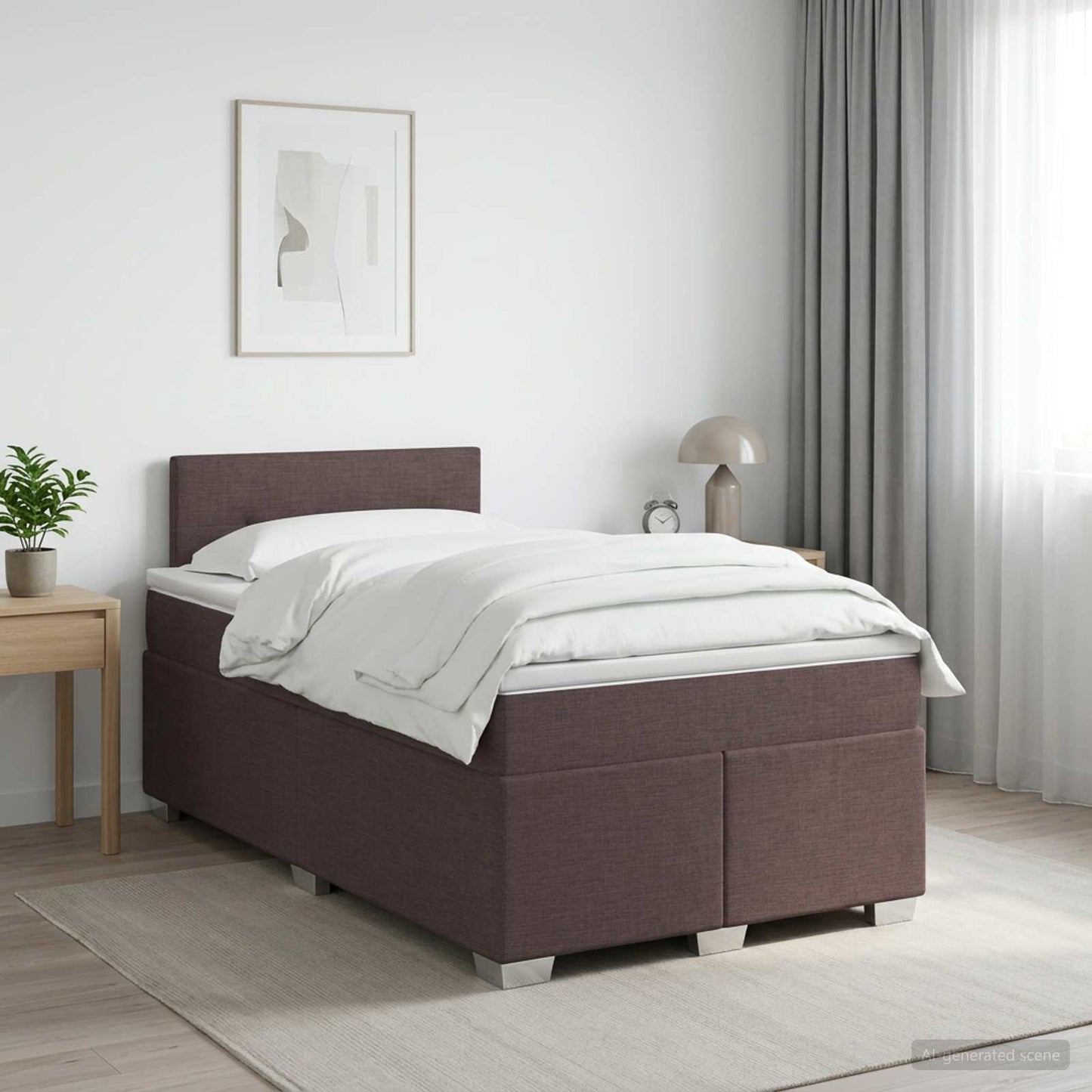 vidaXL Κρεβάτι box spring με στρώμα Σκούρο Καφέ 120 x 190 cm Ύφασμα