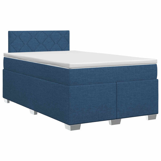 vidaXL Κρεβάτι box spring με στρώμα Μπλε 120 x 190 cm Ύφασμα