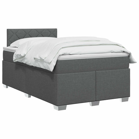 vidaXL Κρεβάτι box spring με στρώμα Σκούρο Γκρι 120 x 200 cm Ύφασμα