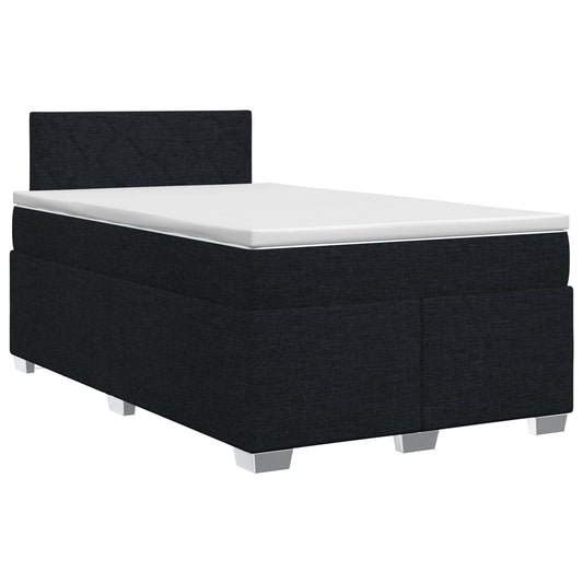 vidaXL Κρεβάτι box spring με στρώμα Μαύρο 120 x 200 cm Ύφασμα