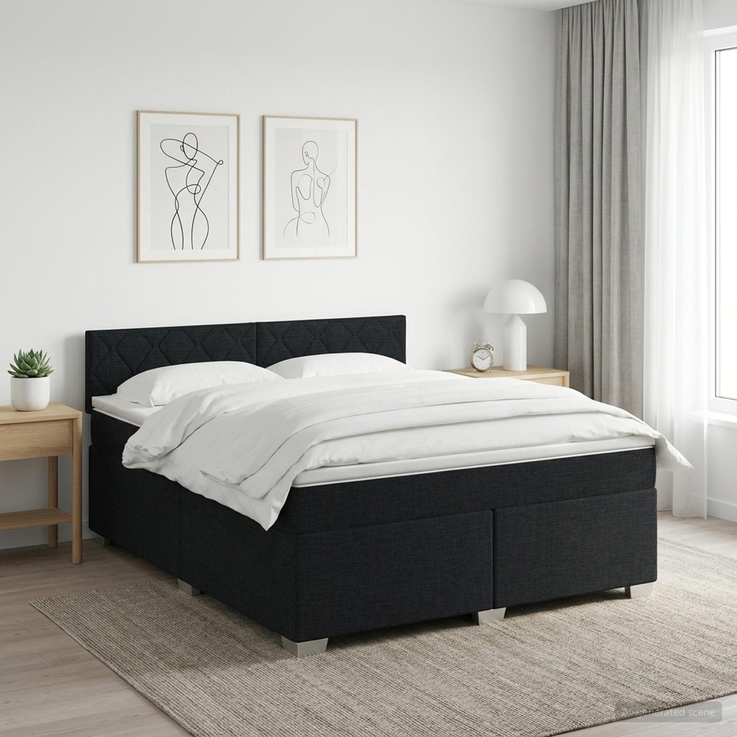 vidaXL Κρεβάτι box spring με στρώμα Μαύρο 160 x 200 cm Ύφασμα