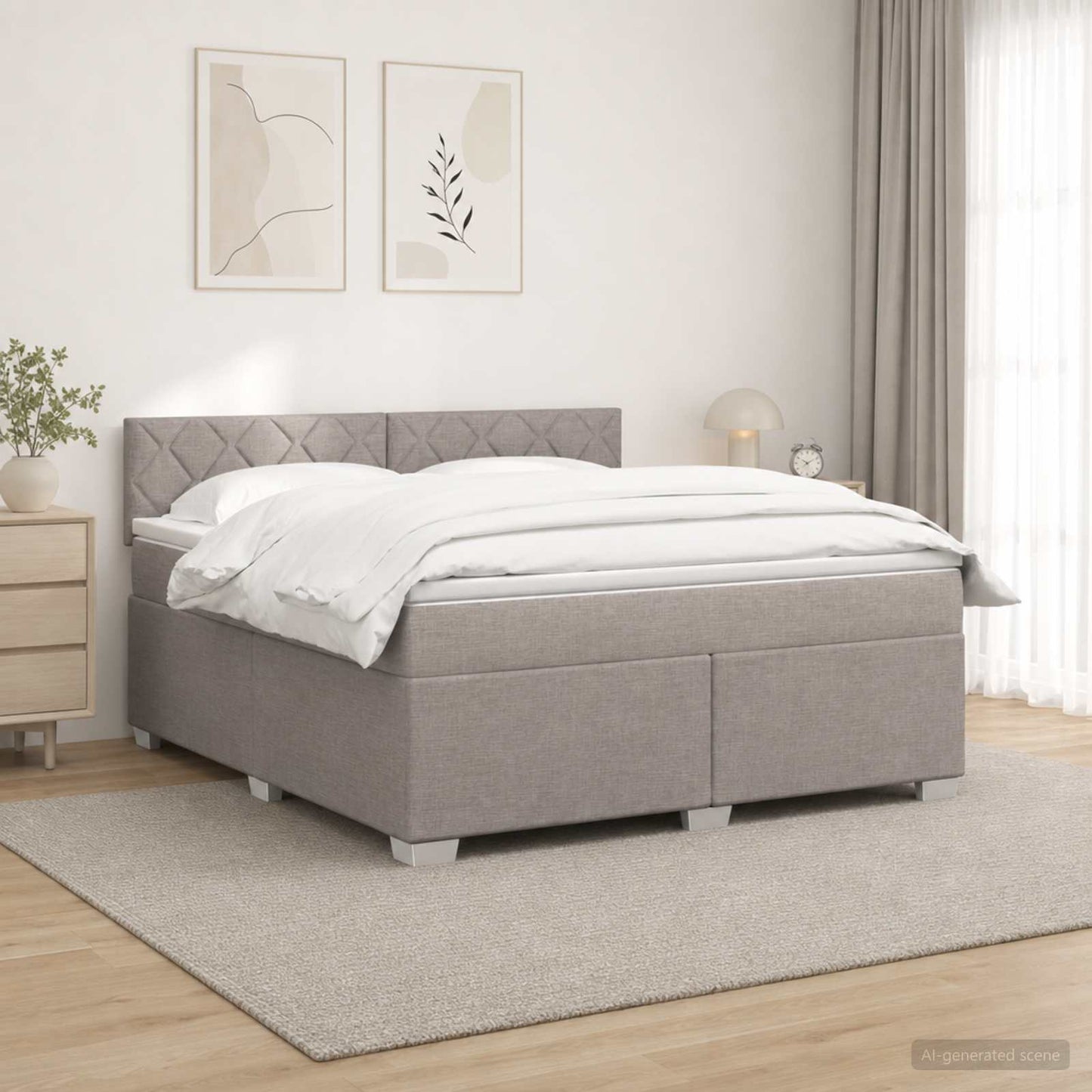 vidaXL Κρεβάτι box spring με στρώμα Taupe 140 x 190 cm Ύφασμα