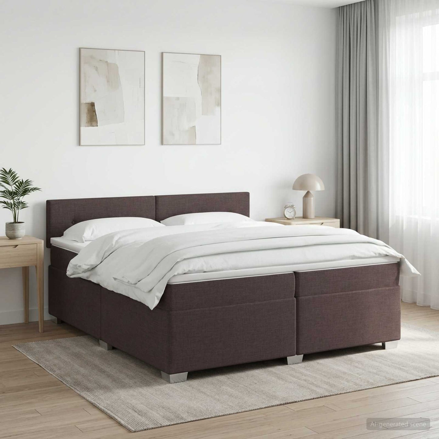 vidaXL Κρεβάτι box spring με στρώμα Σκούρο Καφέ 200 x 200 cm Ύφασμα