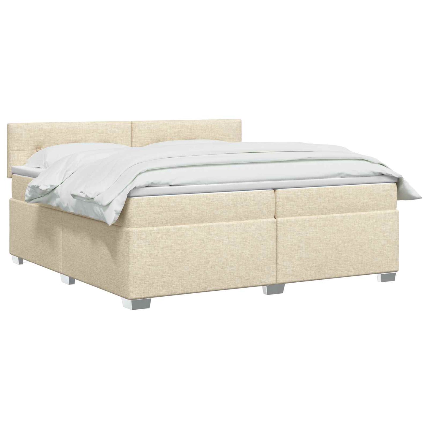 vidaXL Κρεβάτι box spring με στρώμα Κρεμ 200 x 200 cm Ύφασμα