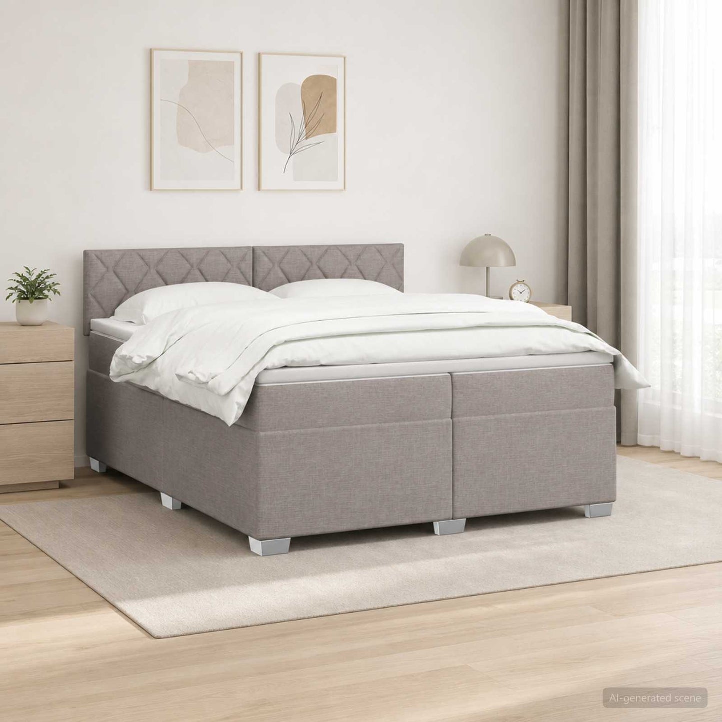 vidaXL Κρεβάτι box spring με στρώμα Taupe 200 x 200 cm Ύφασμα