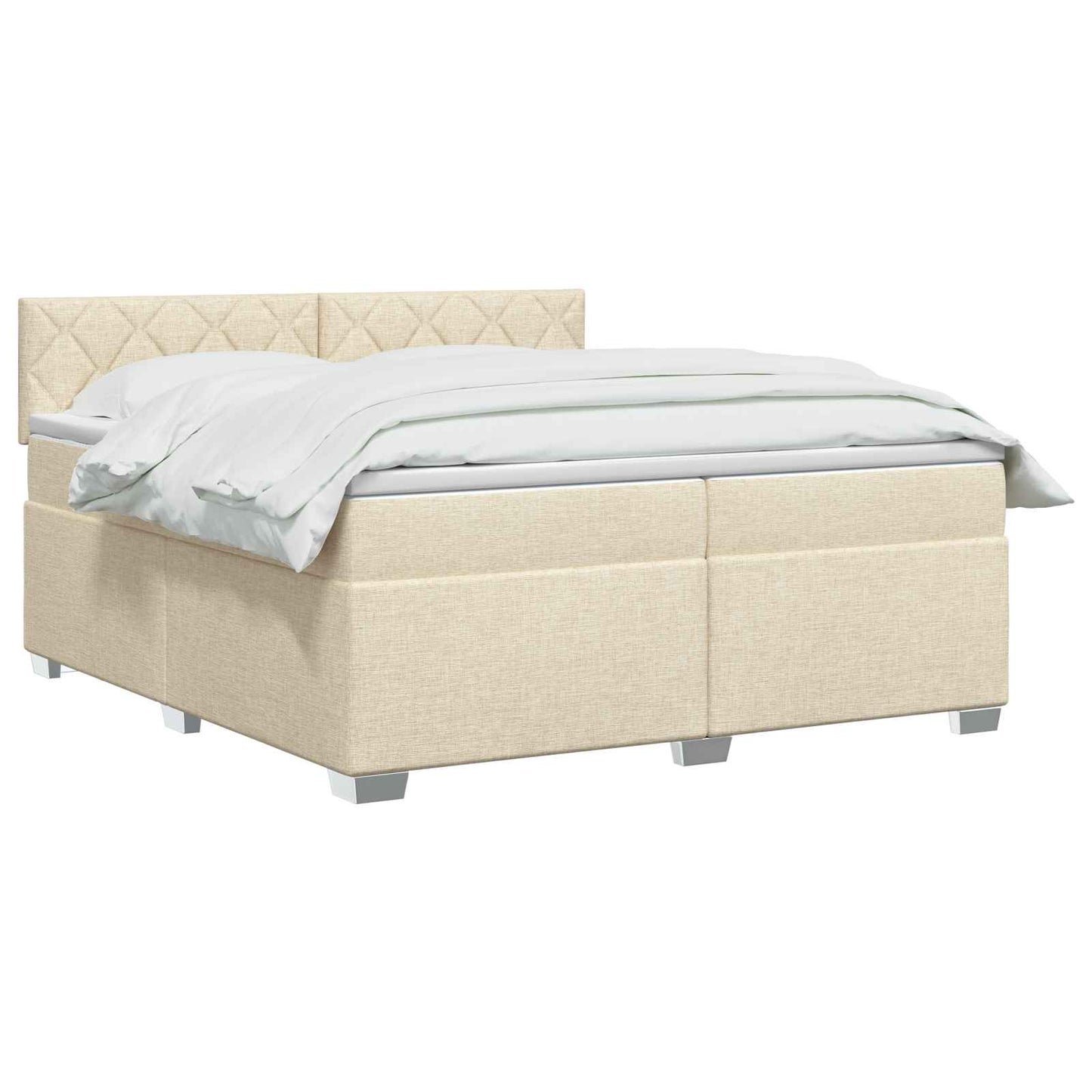 vidaXL Κρεβάτι box spring με στρώμα Κρεμ 200 x 200 cm Ύφασμα