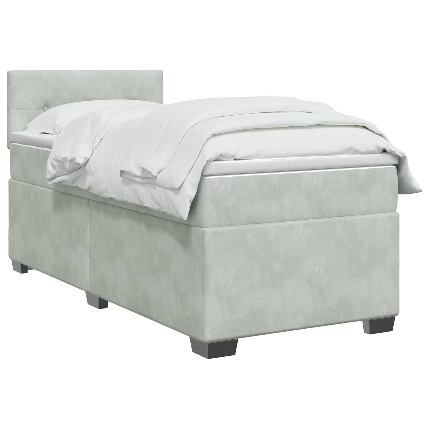 vidaXL Κρεβάτι box spring με στρώμα Ανοιχτό γκρι 80 x 200 cm Βελούδο